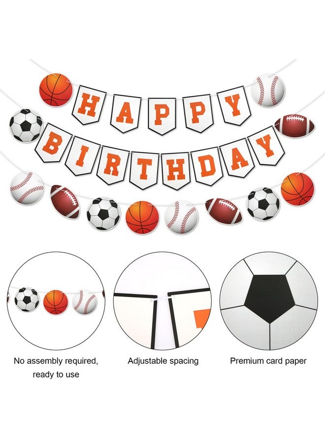 PEUTIER 3pcs Sports Birthday Banner - Happy Birthday Basketball Baseball Football Rugby Decorations for Photo Props Party Supplies - Image 3