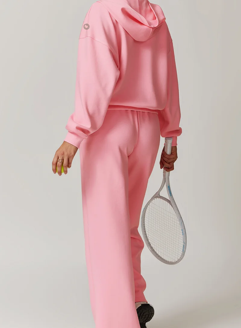 Kawn.yoga Orchid Pink Womens Mid Waist Oversized Wide Leg Joggers for Women | Best Price UAE