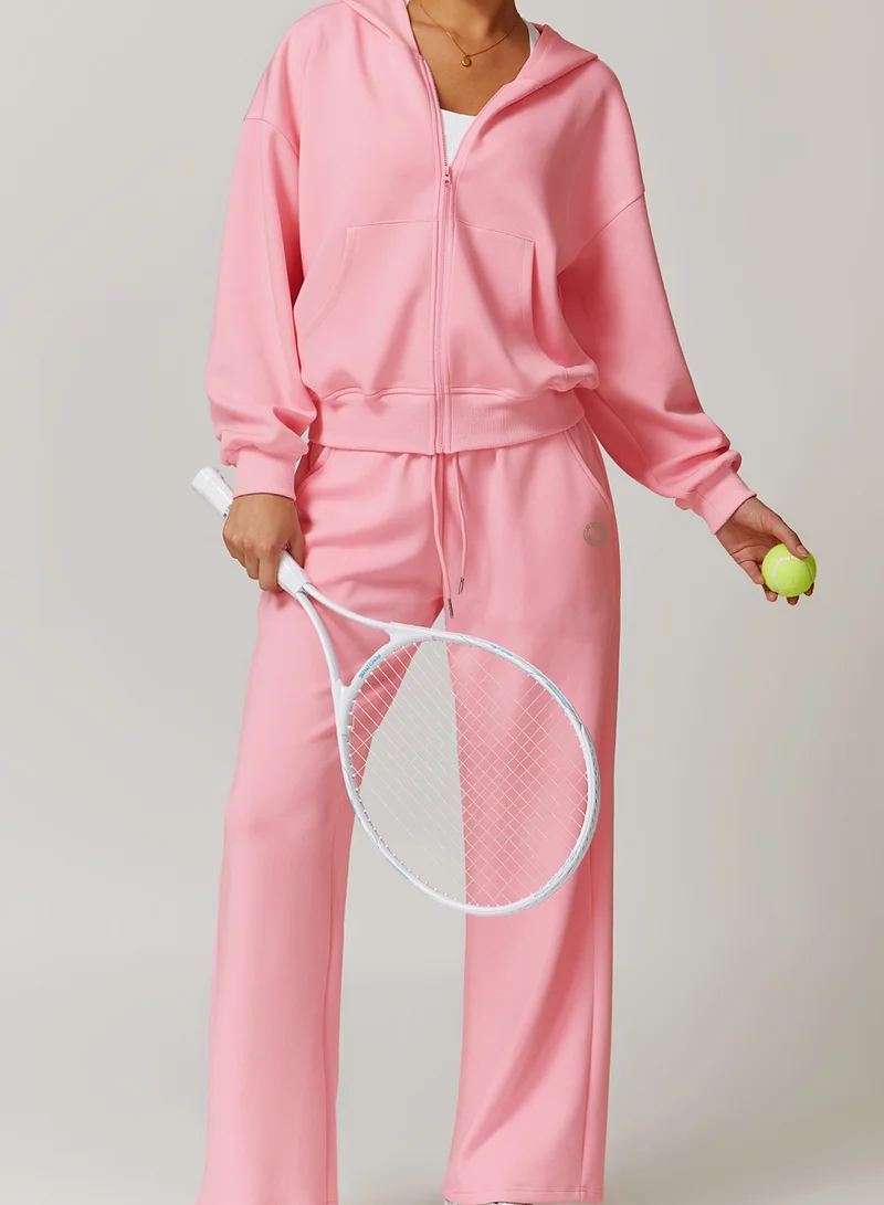 Kawn.yoga Orchid Pink Womens Mid Waist Oversized Wide Leg Joggers for Women | Best Price UAE