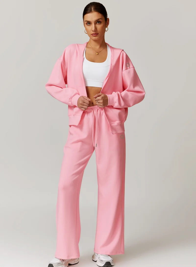 Kawn.yoga Orchid Pink Womens Mid Waist Oversized Wide Leg Joggers for Women | Best Price UAE