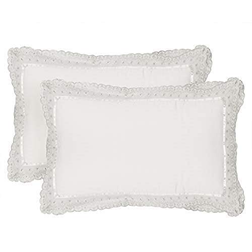 VHC 100% Cotton Lace Pillow Cover/Case Set (Pack of 2)-White - Image 1