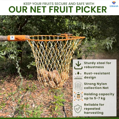 Utkarsh Mango Fruit Plucker with Net|Fruit Picker|Fruit Harvester (5-7 Kg)|Nylon Net Metal Frame|Fruit Basket Capacity Garden Tool-Set of 1 PC - Image 3