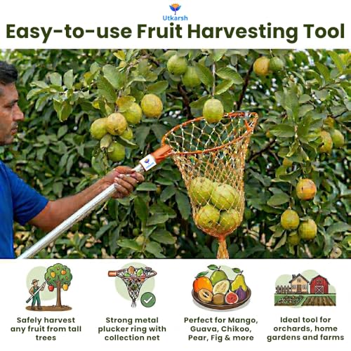 Utkarsh Mango Fruit Plucker with Net|Fruit Picker|Fruit Harvester (5-7 Kg)|Nylon Net Metal Frame|Fruit Basket Capacity Garden Tool-Set of 1 PC - Image 4