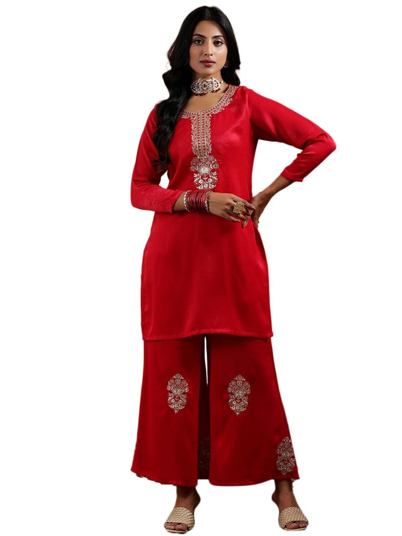 Libas Womens Embroidered Velvet Co-ord Set for Women - Image 2