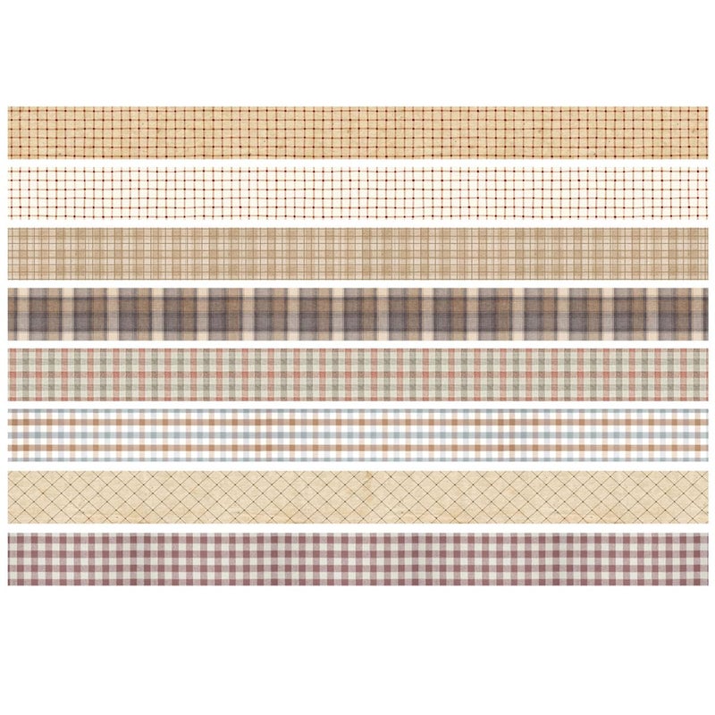 YUBX Vintage Washi Tape Set 8 Rolls Thin Retro Decorative Antique Patterns Masking Tapes for Arts, DIY Crafts, Journals, Planners, Scrapbook, Wrapping (Retro Plaid) - Image 3