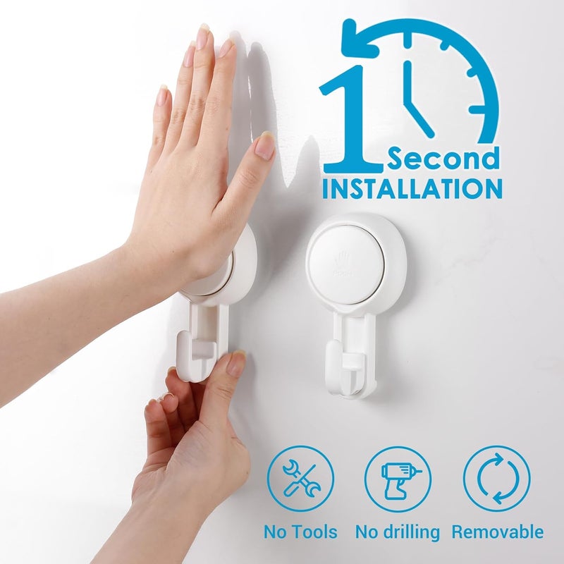 LUXEAR Suction Hooks Powerful Suction Cup Hooks Vacuum Suction Holder Heavy Duty Shower Suction Hooks Glass Door Window Christmas Wreath Hanger Waterproof Suction Hanger for Bathroom Kitchen-6Pack - Image 2
