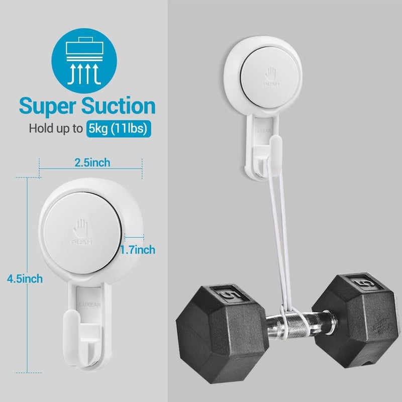 LUXEAR Suction Hooks Powerful Suction Cup Hooks Vacuum Suction Holder Heavy Duty Shower Suction Hooks Glass Door Window Christmas Wreath Hanger Waterproof Suction Hanger for Bathroom Kitchen-6Pack - Image 4