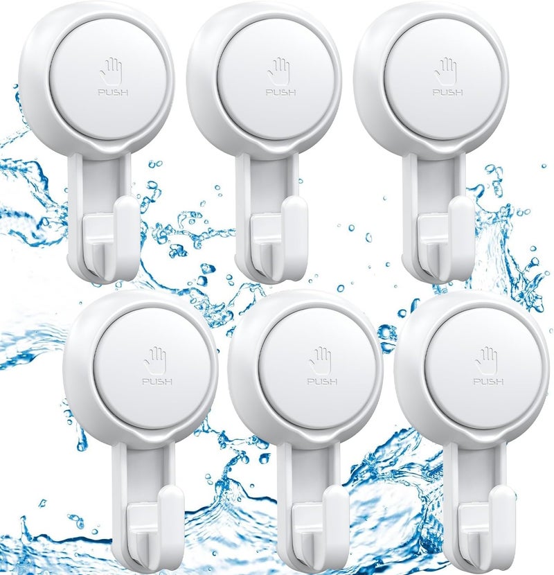 LUXEAR Suction Hooks Powerful Suction Cup Hooks Vacuum Suction Holder Heavy Duty Shower Suction Hooks Glass Door Window Christmas Wreath Hanger Waterproof Suction Hanger for Bathroom Kitchen-6Pack - Image 1