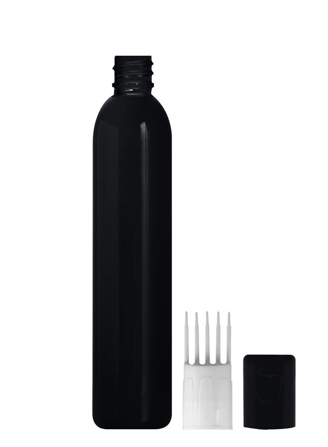 MADHYA 1 Empty Cylindrical Black Bottle, With 1 Black Root Comb Applicator, 1 Black Flip Top Cap, Applicator Bottle for Hair Oil Shampoo Medicine & Dye Bottle Applicator Brush Bottle, for Hair Root - Image 1