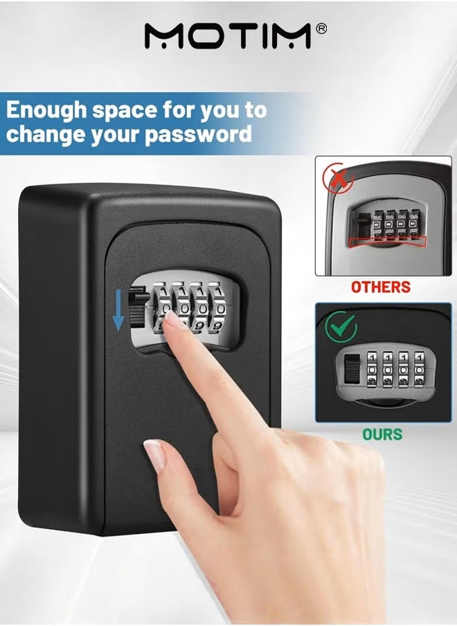 Motim Key Safe 4 Digit Metal Outdoor Safe Key Lock Black Box Key Storage Organizer Box Security Outdoor Wall Mount Case Storage Tools  - Image 3