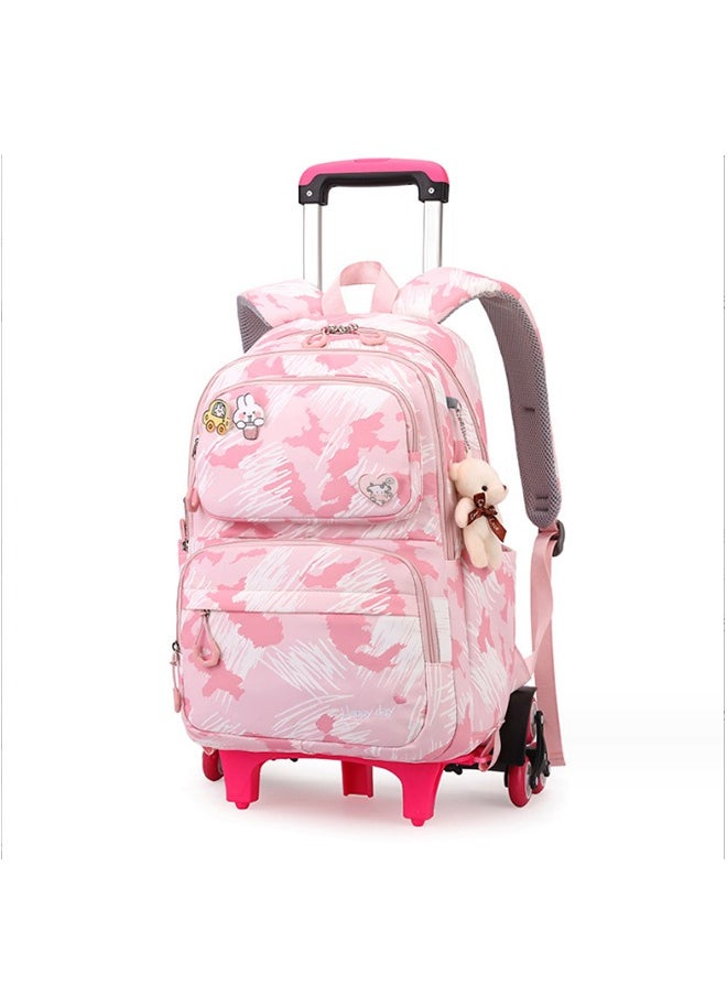 JCB CHIC Kids Rolling Backpacks Fashion Printed Trolley School Bags Large Capacity Wheeled Kids' Luggage Bag for Elementary Boys Girls Schoolbag 