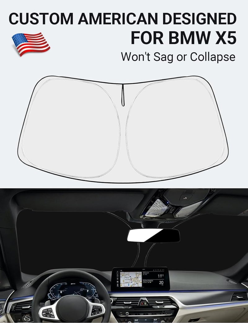 Proadsy Front Windshield Sun Shade for BMW X5 (2019-2026) - Foldable Sunshade Protector - Image 2
