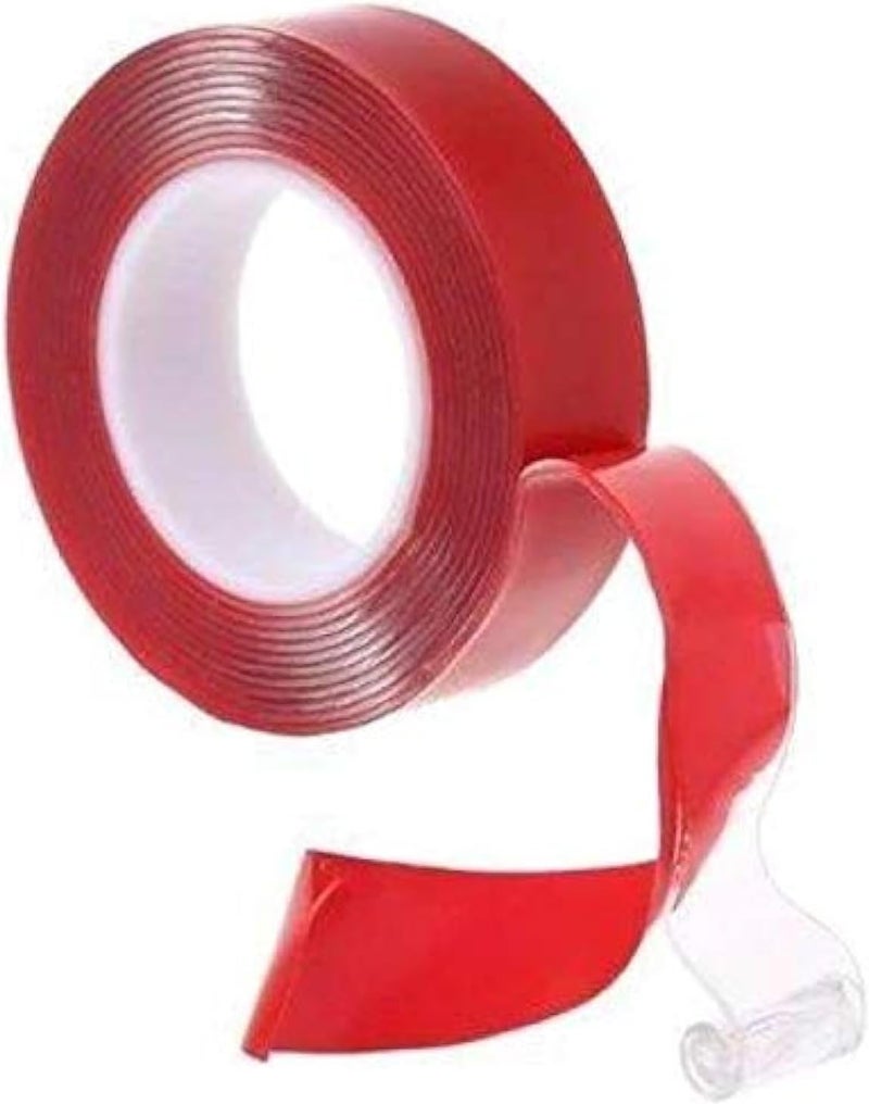 Red Double Sided Adhesive Tape High Strength Acrylic Gel Transparent Car Fix