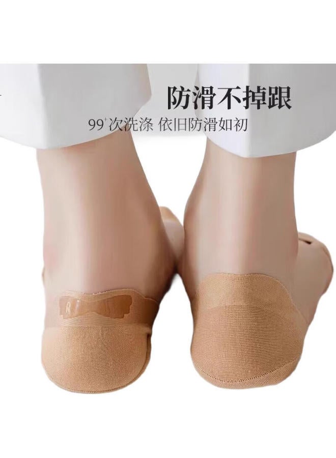 Gujin (Gujin) 5 Pairs Pack Women'S Ice Silk Boat Socks Summer Pure Cotton Bottom Invisible Socks Thin Cool Breathable Short Socks - Image 1