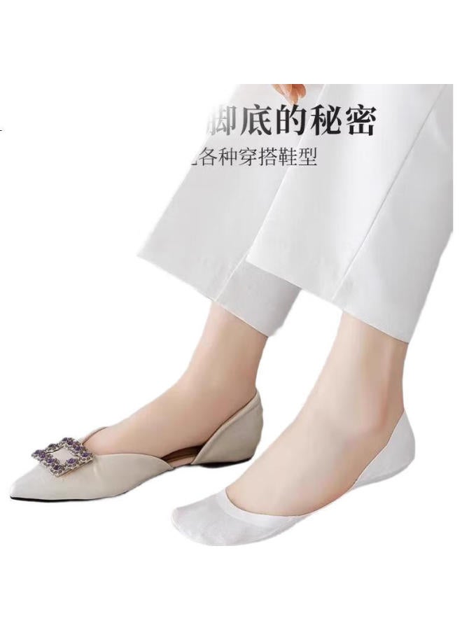 Gujin (Gujin) 5 Pairs Pack Women'S Ice Silk Boat Socks Summer Pure Cotton Bottom Invisible Socks Thin Cool Breathable Short Socks - Image 2
