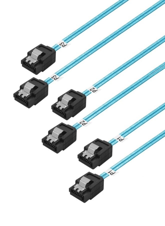 ADCAUDX 3 Pack Long-SATA-III Cable 1M, Thin Flexible Straight SATA 6Gbps Data Cables with Locking Latch for Hard Drive, Server, SSD, HDD, Blue (3.3Ft) - Image 1