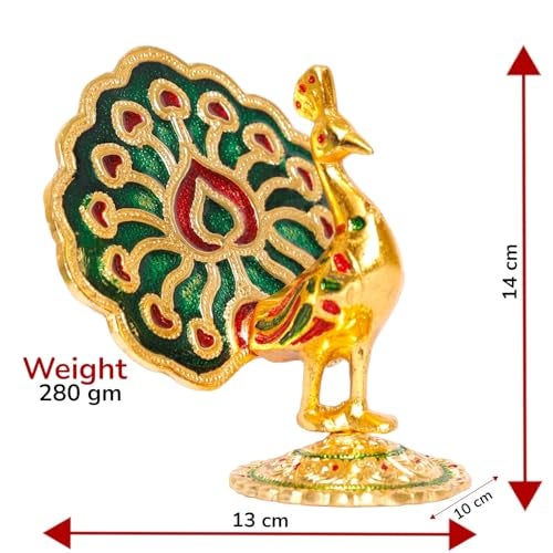 KridayKraft Multicolor Peacock Metal Statue Idol Decorative Showpiece Feng Shui As Table Top Figurine for Living Room Bedroom Home Office Décor for Decoration & Gifting Purpose - Image 3