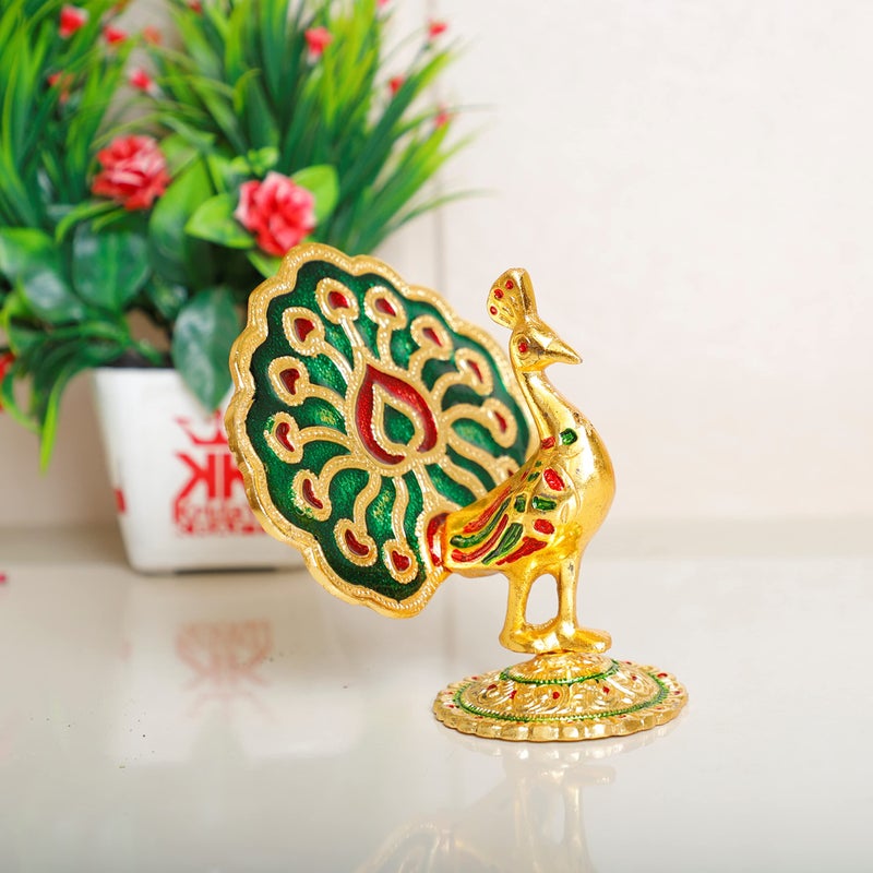 KridayKraft Multicolor Peacock Metal Statue Idol Decorative Showpiece Feng Shui As Table Top Figurine for Living Room Bedroom Home Office Décor for Decoration & Gifting Purpose - Image 2