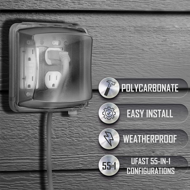 TayMac MM2410C Two-Gang Vertical Mount Weatherproof In-Use Cover - Clear Finish, 2 3/4-Inches Deep - Image 4