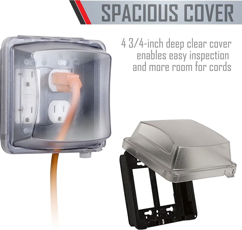 TayMac MM2410C Two-Gang Vertical Mount Weatherproof In-Use Cover - Clear Finish, 2 3/4-Inches Deep - Image 3