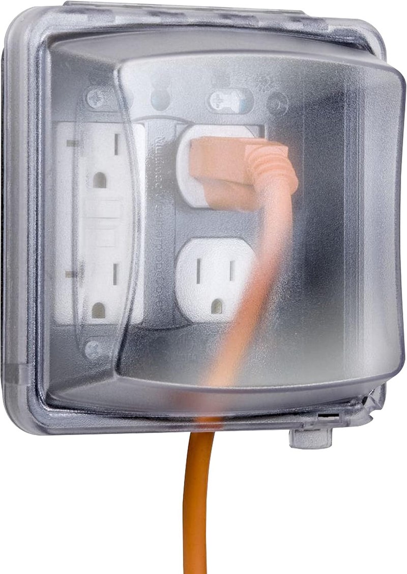 TayMac MM2410C Two-Gang Vertical Mount Weatherproof In-Use Cover - Clear Finish, 2 3/4-Inches Deep - Image 1