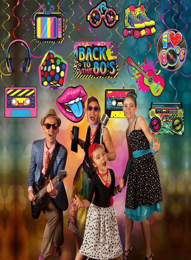 Containlol 53 Pieces 80s Party Decorations, Retro 1980s Hip Hop Party Hanging Swirls Ceiling Decor for Adults Back to The 80s 1980s Throwback Birthday Neon Rock Hippie Supplies - Image 5