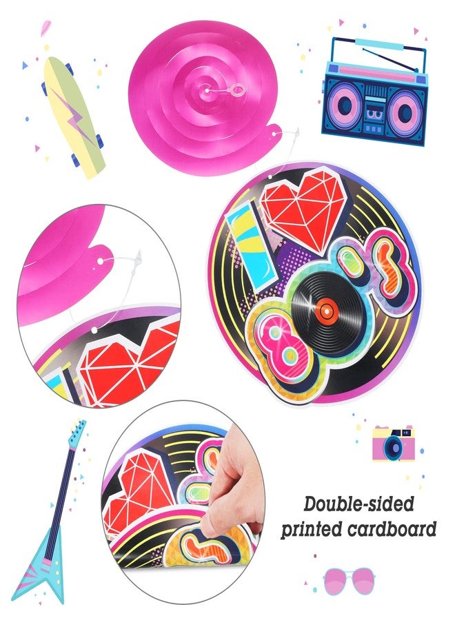 Containlol 53 Pieces 80s Party Decorations, Retro 1980s Hip Hop Party Hanging Swirls Ceiling Decor for Adults Back to The 80s 1980s Throwback Birthday Neon Rock Hippie Supplies - Image 4