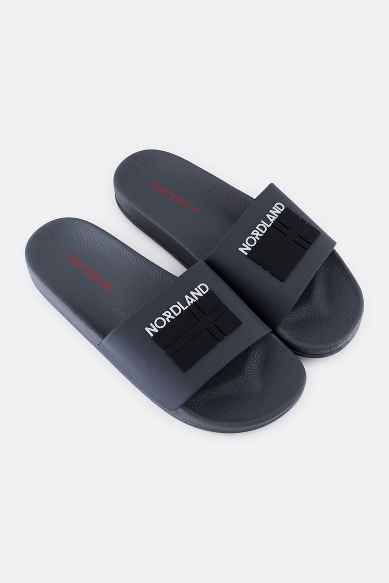 Nordland Men Brand Logo Slip On Slides, Dark Grey  - Image 2