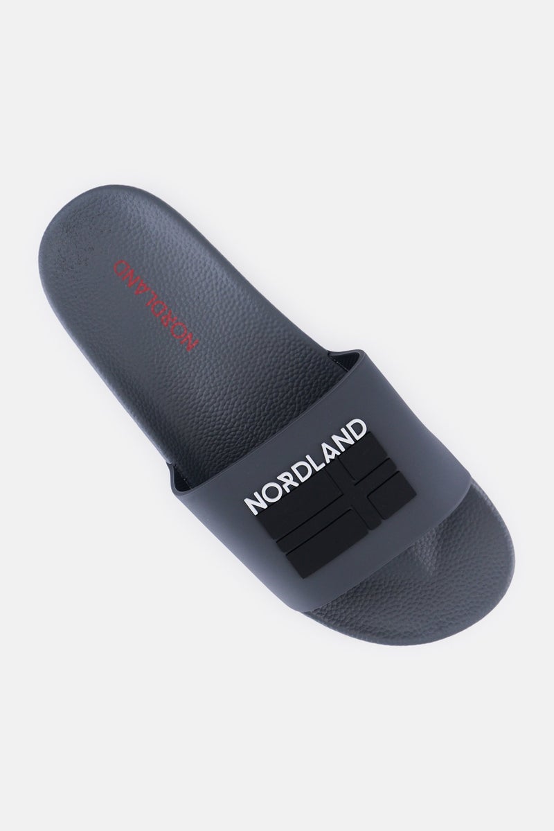 Nordland Men Brand Logo Slip On Slides, Dark Grey  - Image 4