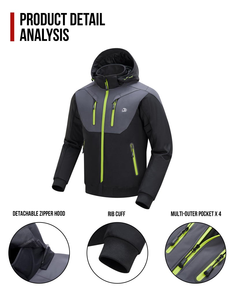 BORLENI Motorcycle Jacket with CE Armor Winter Motorcycle Jacket for Motorbike Riding with Removable Liner Detachable Hood Water-Repellent Windproof - Image 3