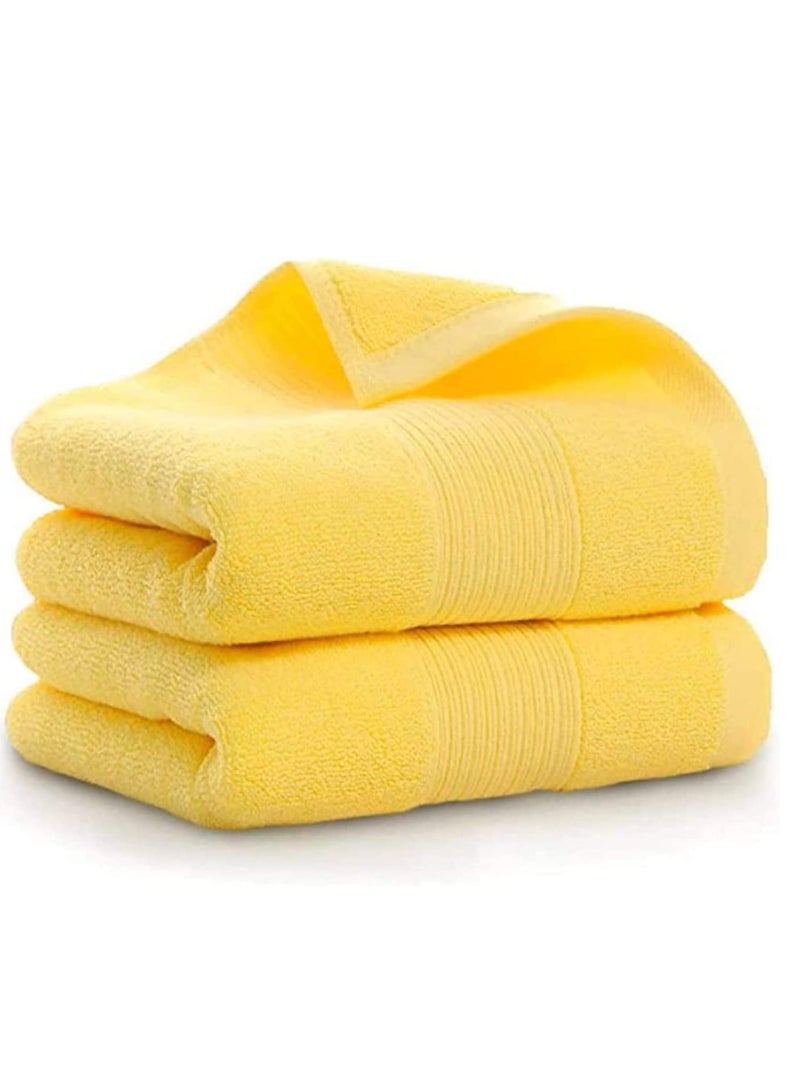 SOLARAE Bathroom Hand Towels, Home Soft Cotton Super Highly Absorbent Towel for Bath, Luxurious, Face, Gym and Spa, Yellow 2 Pack - Image 1