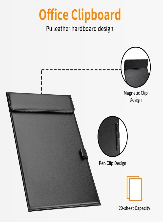 VANQUISH Clipboard Leather Writing Pad A4 Paper Holder Menu with Magnetic Clip and Pen for Conference Folder Office Classroom Restaurant Bar Cafe - Image 2