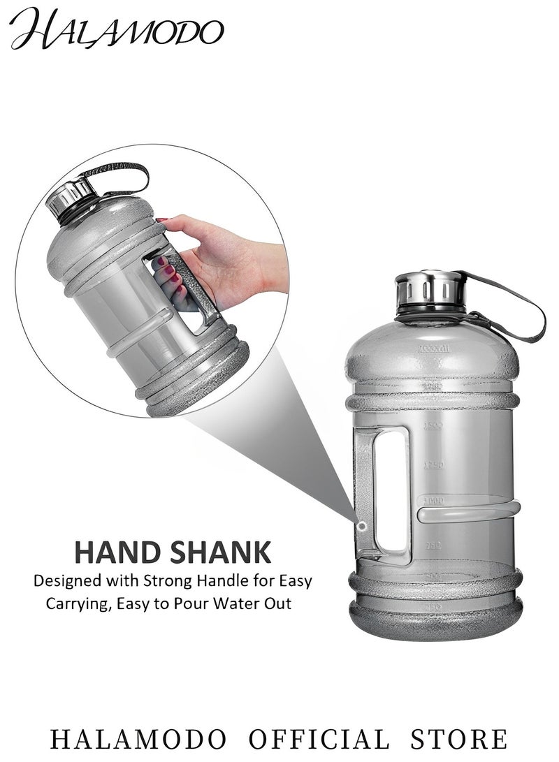 هالامودو زجاجة مياه سعة 2.2 لتر مع مقبض وزجاجة مياه رياضية كبيرة بسعة كبيرة وحاوية مقاومة للتسرب خالية من مادة BPA من البلاستيك للياقة البدنية للتخييم والتدريب على الدراجات والمشي لمسافات طويلة وصالة الألعاب الرياضية في الهواء الطلق - Image 4