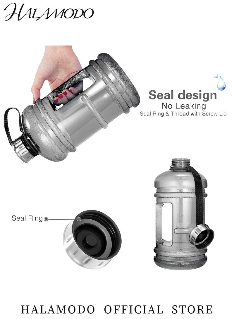 هالامودو زجاجة مياه سعة 2.2 لتر مع مقبض وزجاجة مياه رياضية كبيرة بسعة كبيرة وحاوية مقاومة للتسرب خالية من مادة BPA من البلاستيك للياقة البدنية للتخييم والتدريب على الدراجات والمشي لمسافات طويلة وصالة الألعاب الرياضية في الهواء الطلق - Image 5