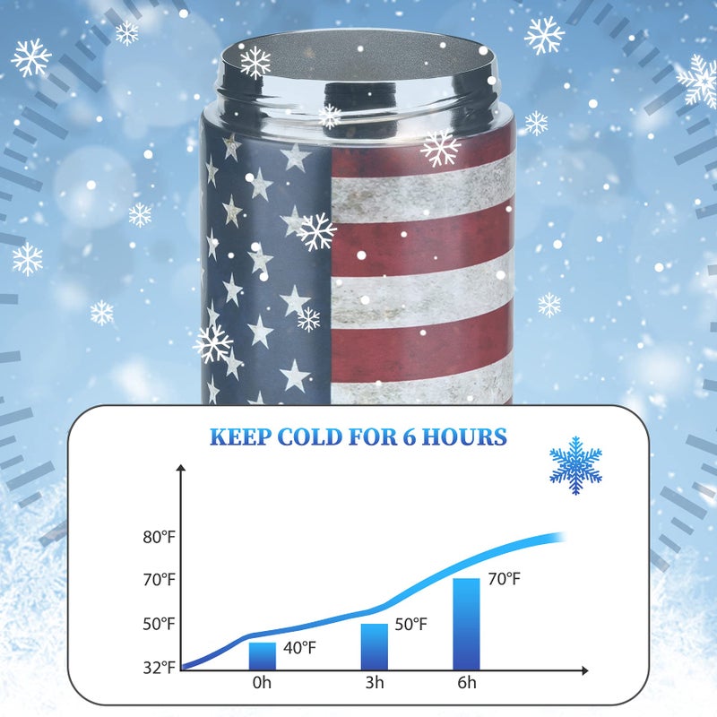 Maxso Slim Can Cooler  4-in-1 Double Walled Stainless Steel Insulated Beer Can Holder  Works With All 12 Oz Cans Bottles & As A Pint Cups - America Flag - Image 3