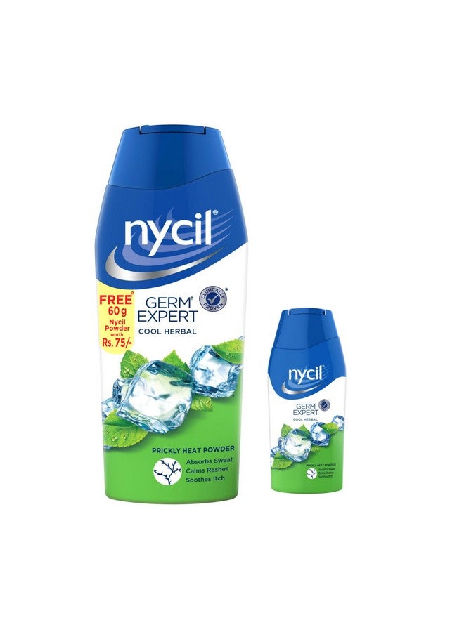 Nycil Cool Herbal Prickly Heat Talcum Powder, 150g (Cool Herbal 60g Free) - Image 1