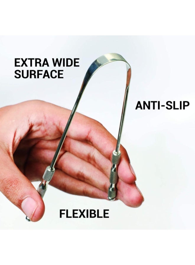MOMENT MOMENT [Pack of 2] Tongue Scrapper for Adults and Kids, Surgical Grade Stainless Steel Tongue Scrubber for Bad Breath, Oral Care, Bacteria, and Hygiene, Tongue Scrapper for Adults - Image 4