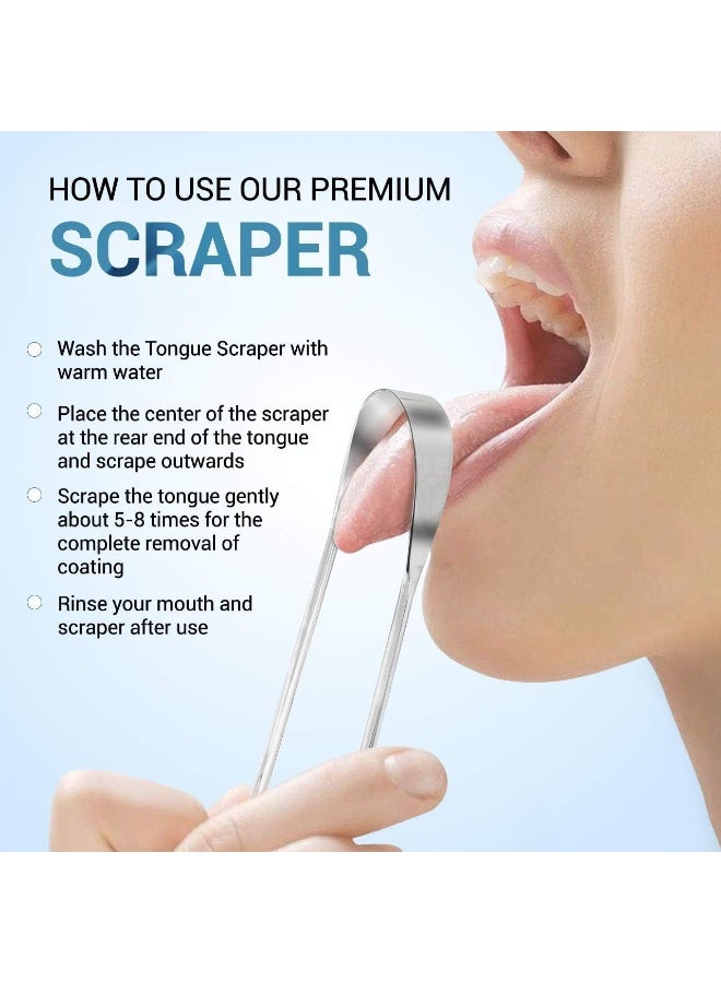MOMENT MOMENT [Pack of 2] Tongue Scrapper for Adults and Kids, Surgical Grade Stainless Steel Tongue Scrubber for Bad Breath, Oral Care, Bacteria, and Hygiene, Tongue Scrapper for Adults - Image 5