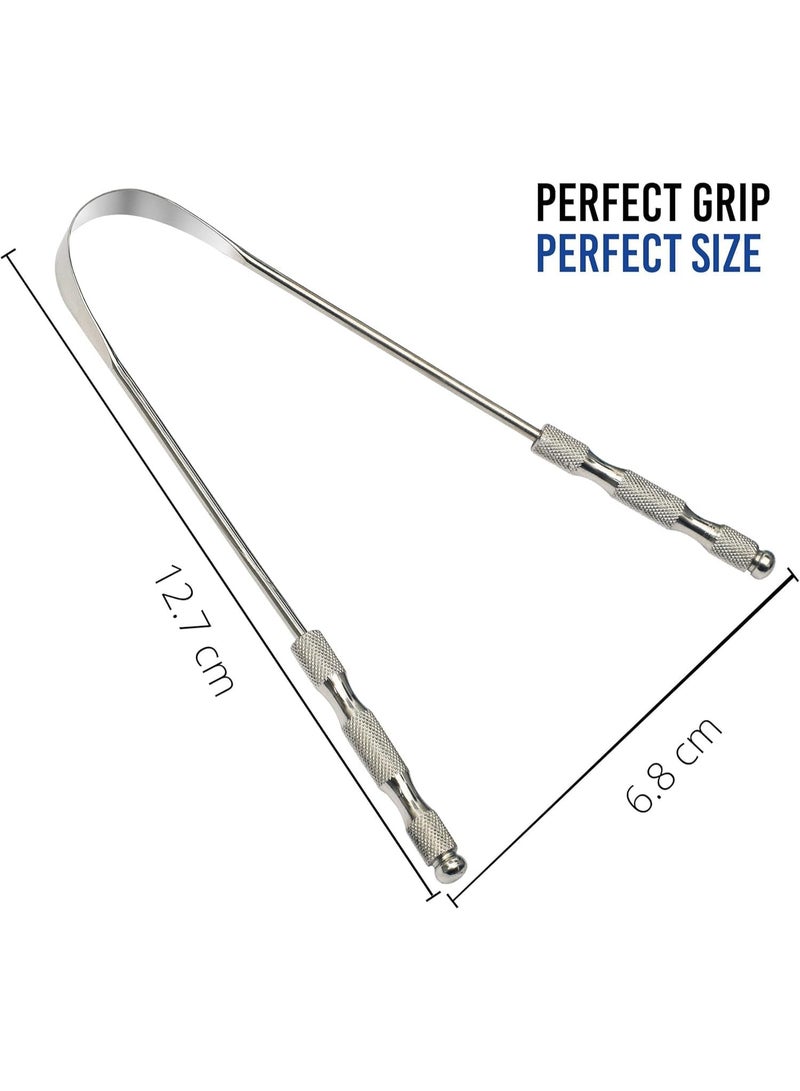 MOMENT MOMENT [Pack of 2] Tongue Scrapper for Adults and Kids, Surgical Grade Stainless Steel Tongue Scrubber for Bad Breath, Oral Care, Bacteria, and Hygiene, Tongue Scrapper for Adults - Image 2
