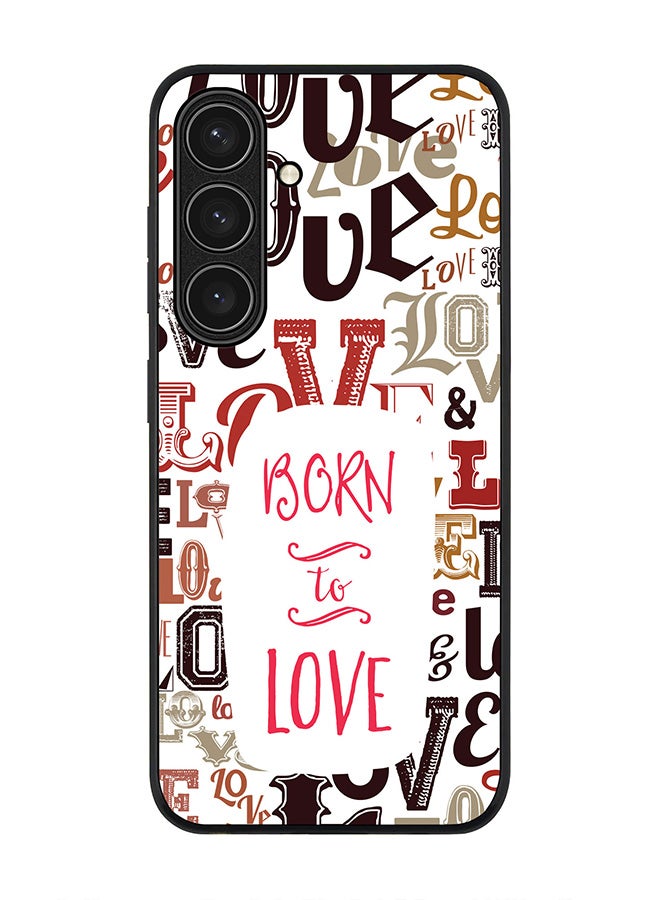 Stylizedd Rugged Black edge case for Samsung Galaxy S24 FE, Slim fit Soft Case Flexible Rubber Edges Anti Drop TPU Gel Thin Cover -  Born To Love - Image 1