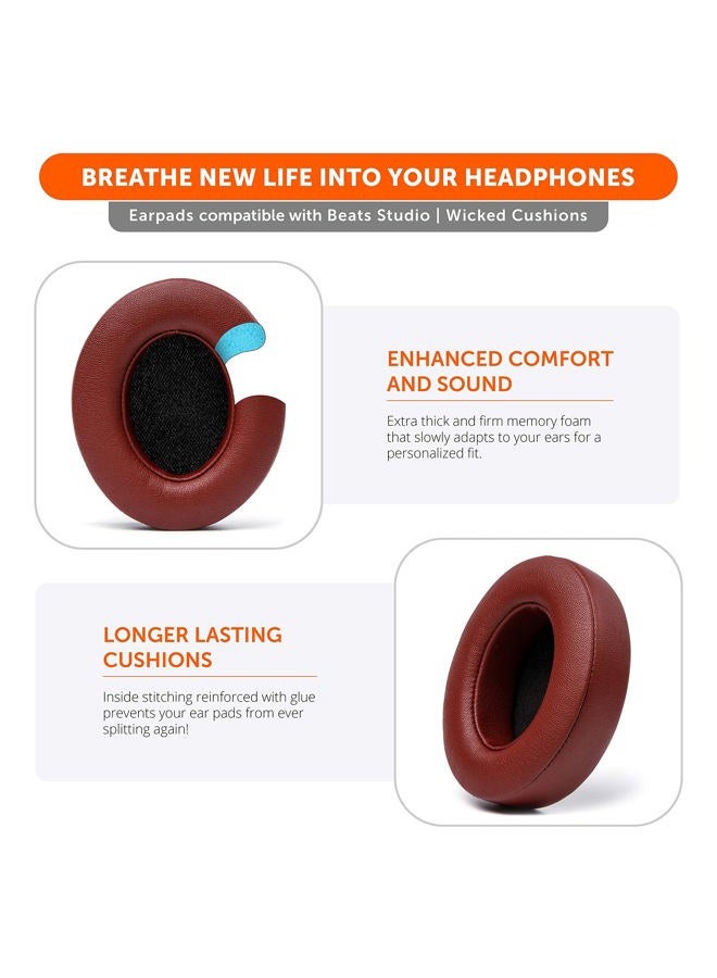 WC Wicked Cushions Replacement Ear Pads for Beats Studio 2 & 3 (B0501, B0500) Wired & Wireless | Does NOT Fit Beats SOLO | Softer PU Leather, Enhanced Foam & Stronger Adhesive | Burgundy - Image 4