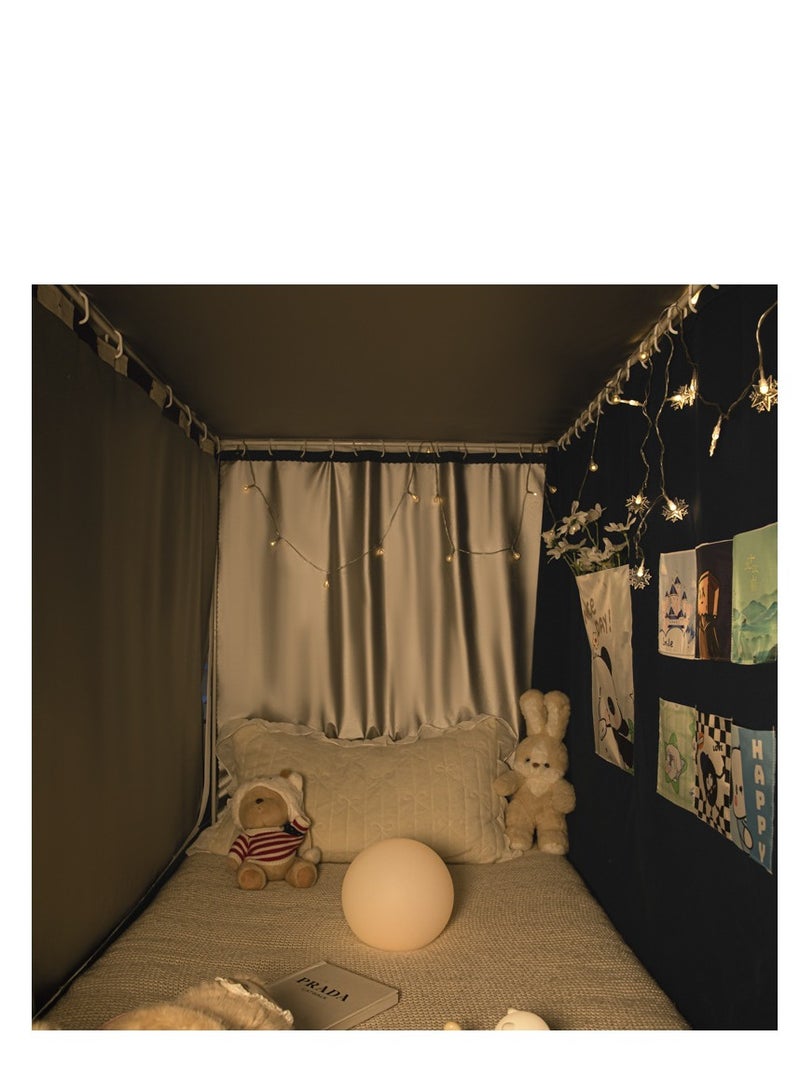 73Hours Bed Canopy Tents Curtain Blackout Curtain Single Bed Tent Curtain Student Shading Cloth Bed Canopy Mosquito Net Student Sleep Privacy Protection - Image 2
