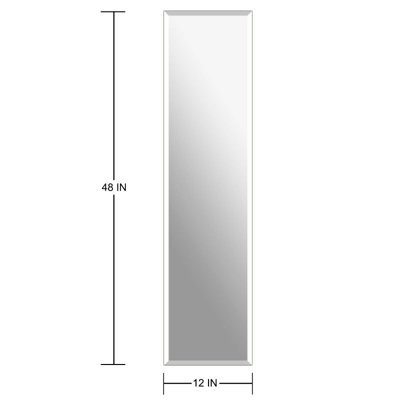 Ruomeng Frameless Full Length Mirror for Wall, 48x12 Inch Bathroom Vanity Mirror Farmhouse, Large Rectangle Mirror with Beveled Edge, Tempered Glass, Hangs Horizontally or Vertically - Image 4