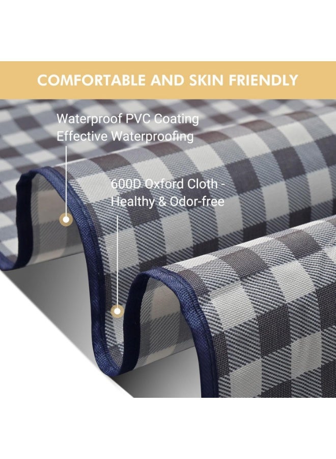 Foldable Waterproof Outdoor Camping Mat, Extra Wide Picnic Mat, Plaid Beach Blanket, Kids Multi-Person Travel Mat, Large 80 x 80 Inches - Image 3