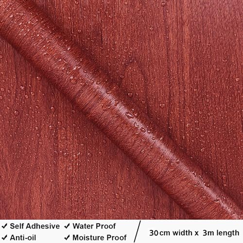 RedChimes Self-Adhesive Wallpaper Waterproof Old Furniture Vinyl Stickers Wooden Door Wardrobe Desktop PVC Wall Papers 30 X 304 CM (Cherry Wood) - Image 4