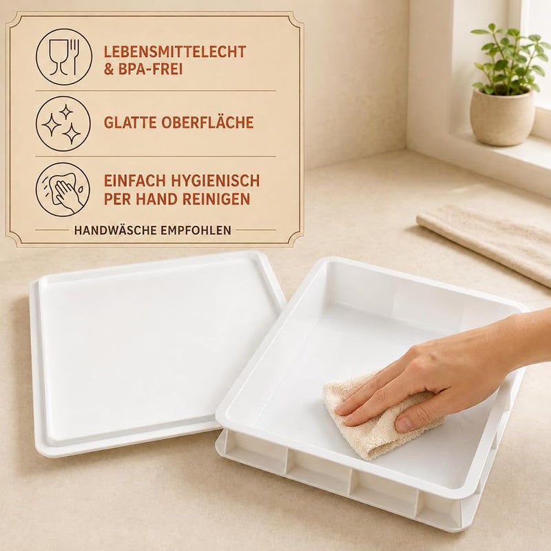 Pizza Lover® Pizza Ball Box with Lid - Sturdy Pizza Dough Box 30 x 40 x 7.5 cm Fermentation Box for Pizza Dough & Bread Dough, Stackable & Food Safe - Ideal for Fridge - Pizza Accessories - Image 5