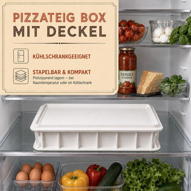 Pizza Lover® Pizza Ball Box with Lid - Sturdy Pizza Dough Box 30 x 40 x 7.5 cm Fermentation Box for Pizza Dough & Bread Dough, Stackable & Food Safe - Ideal for Fridge - Pizza Accessories - Image 4