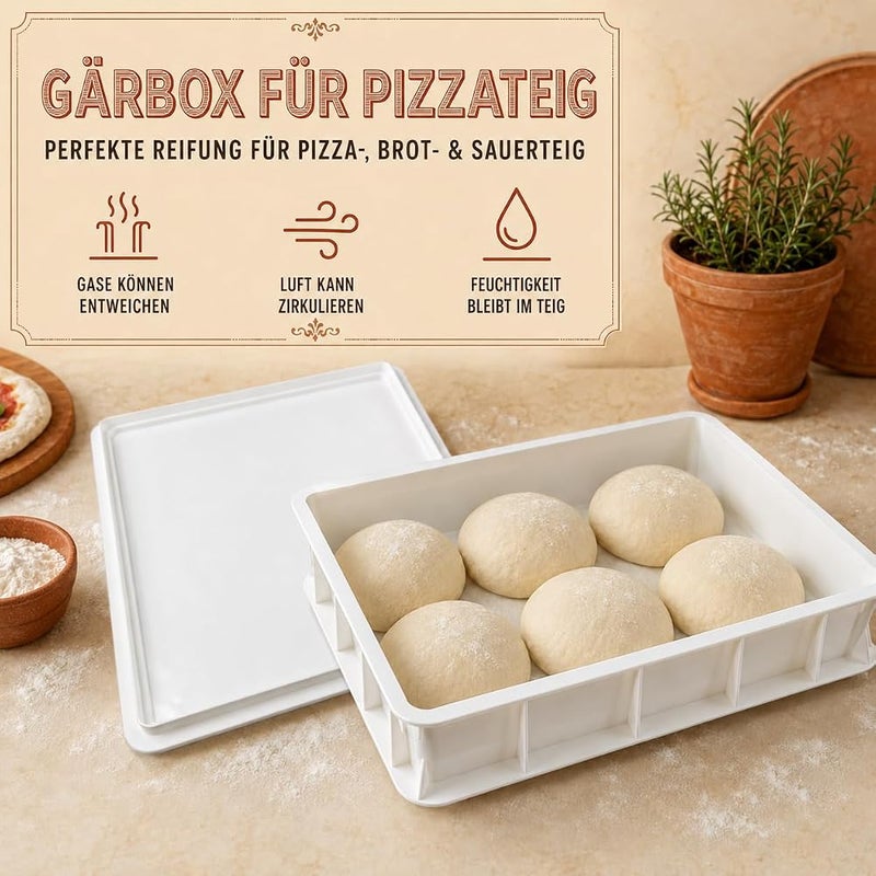 Pizza Lover® Pizza Ball Box with Lid - Sturdy Pizza Dough Box 30 x 40 x 7.5 cm Fermentation Box for Pizza Dough & Bread Dough, Stackable & Food Safe - Ideal for Fridge - Pizza Accessories - Image 2