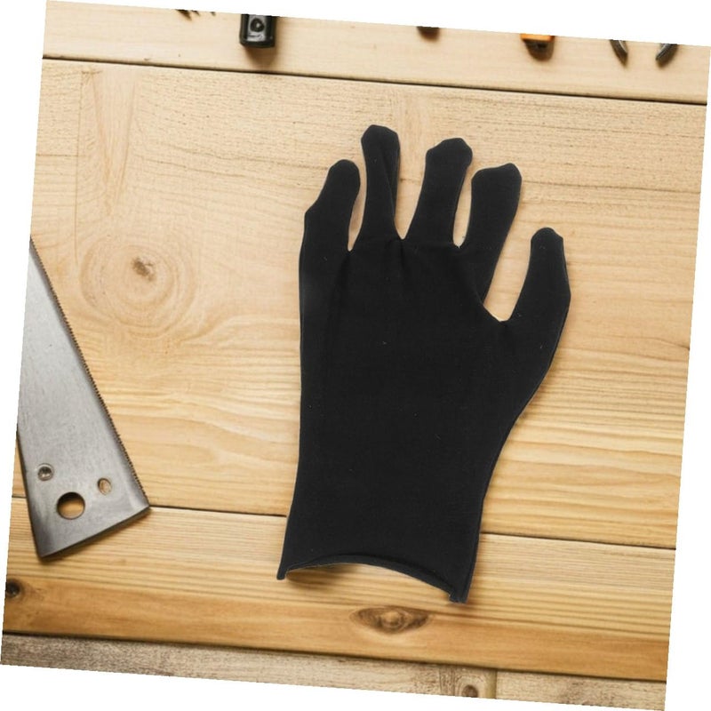 Black Thickened Cotton Work Gloves Large Size 24 Pairs Breathable Protective for Construction Gardening Warehouse - Image 5
