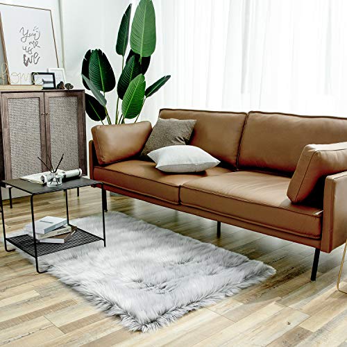 Ashler Home Deco Ashler faux fur rug, Fluffy Shaggy Area Rug Ultra Soft 3 x 5 Feet Rectangle Fur Rug Frosted Bottom Gray Fuzzy Rug Machine Washable Shag Rug, Nursery Decor Throw Rugs for Bedroom, Living Room - Image 1